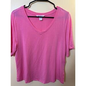 Athleta Pink V-Neck Shirt Size XS Short Sleeve Lightweight Casual Top $45